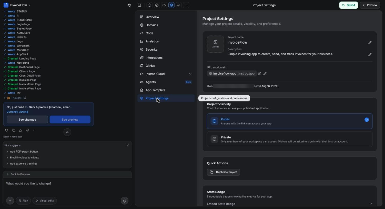 Project Visibility in Project Settings, the second place to switch between Public and Private